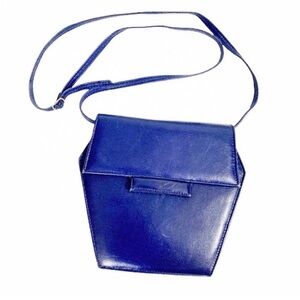 Two Lips Faux Navy Blue Geometric Crossbody Bag